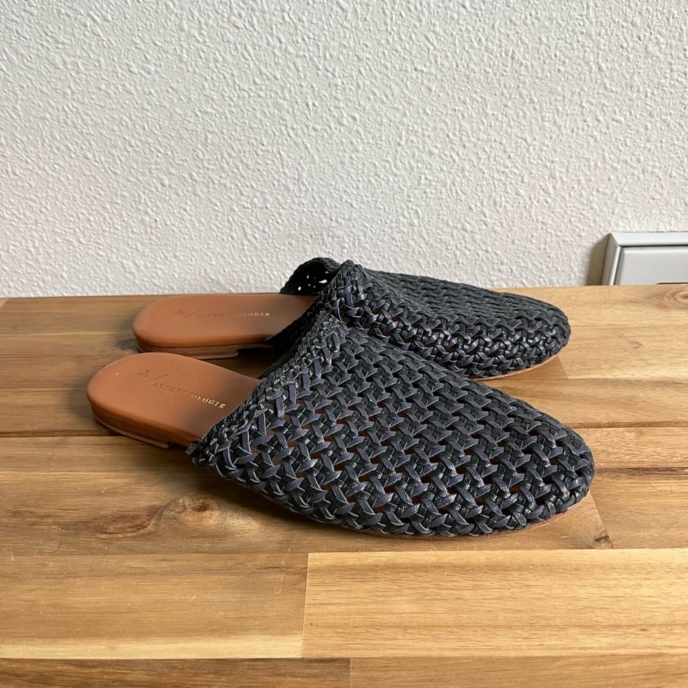 Leather mule slides